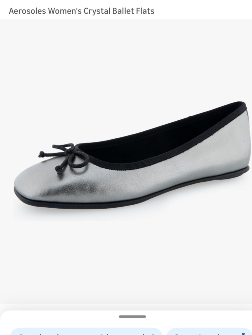 Aerosoles ballerina silver black flats shoes new in box 9.5 m